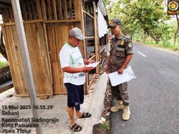 Satpol PP Kota Pasuruan Surati Warung di Kecamatan Gadingrejo