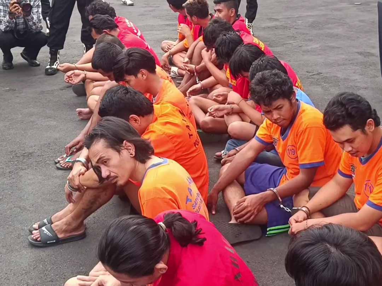 Puluhan gangster dan jambret dirilis Polrestabes Surabaya, Selasa, (05/03/2025).