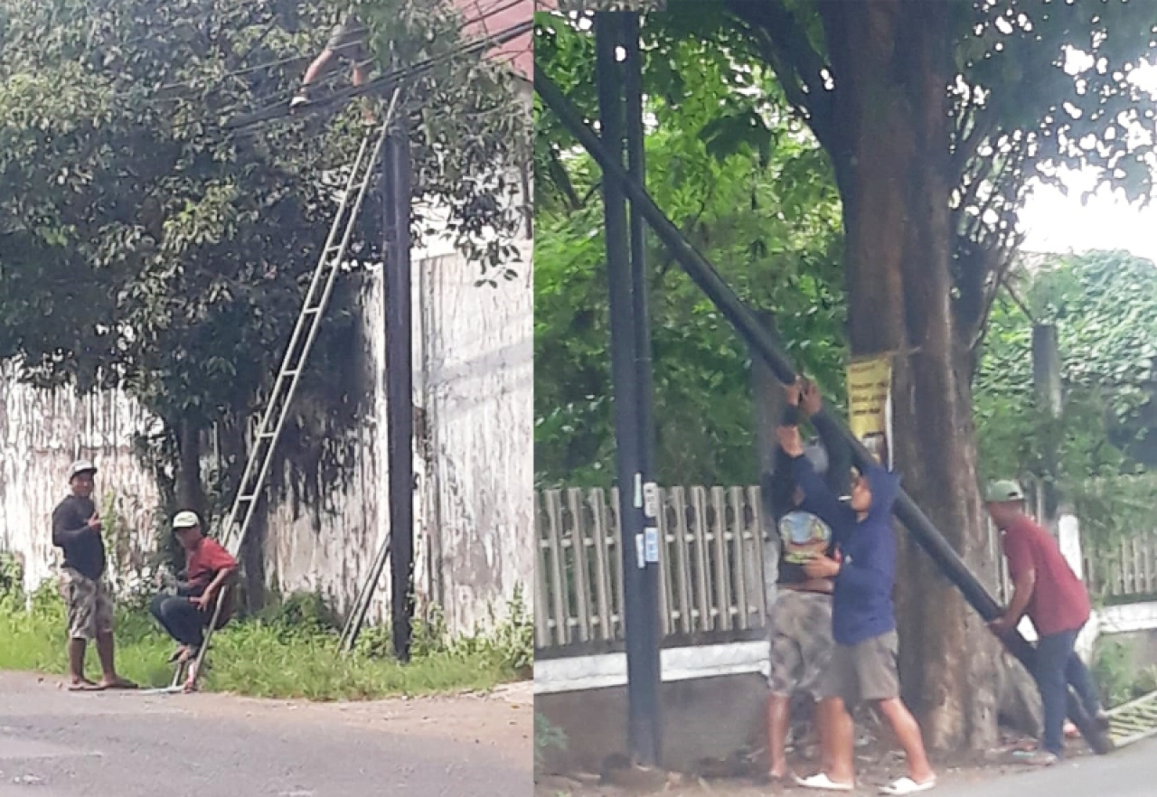 Pemasangan Tiang dan Kabeli Wifi di Kota Pasuruan.