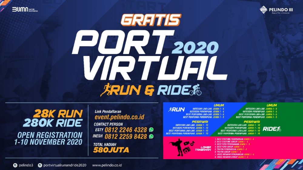 Pelindo 3 Gelar Port Virtual Run and Ride 2020