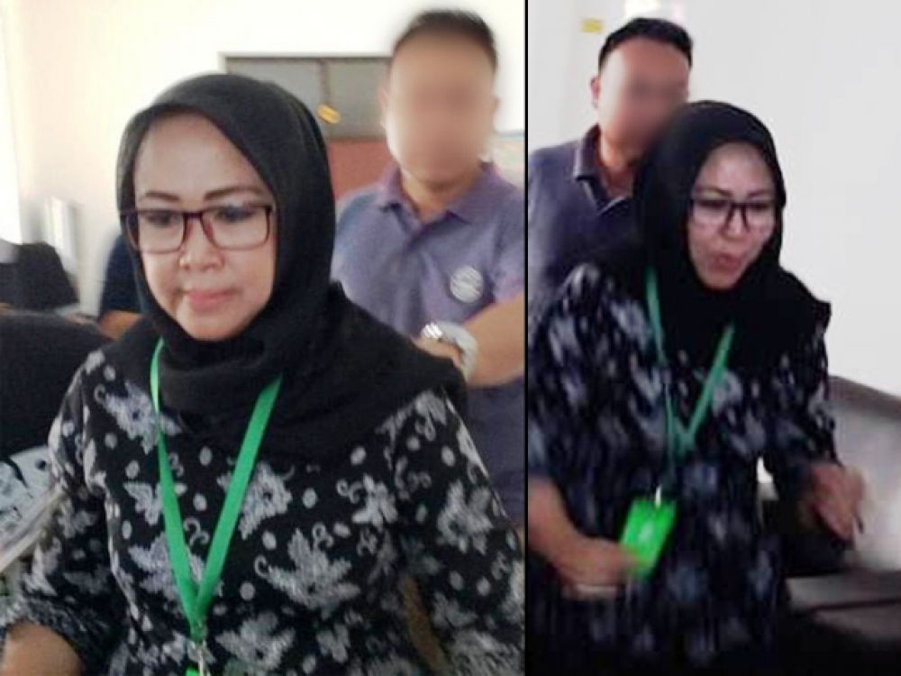 Binti Rochmah saat di Kejaksaan, Jumat (16/8/2019).