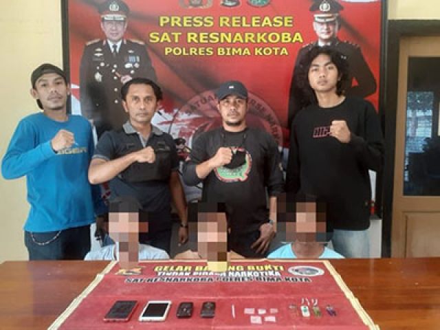 Polres Bima Kota Tangkap 3 Budak Sabu-sabu