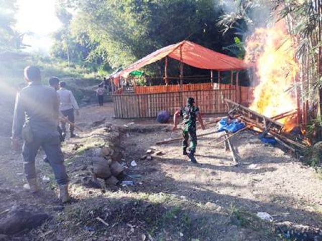 Tempat Judi Sabung Ayam Desa Lekor Dibakar