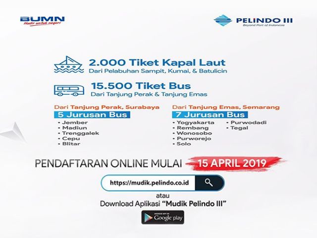 Pelindo III Bagikan 17.500 Tiket Kapal dan Bus Gratis