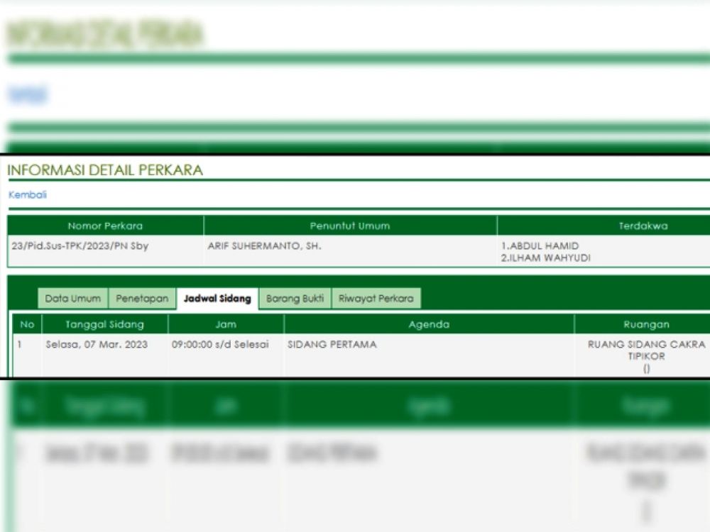 jadwal sidang PN Tipikor Surabaya