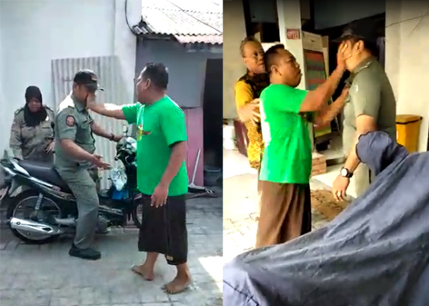 Satpol PP Ditempeleng Tim Caleg Surabaya